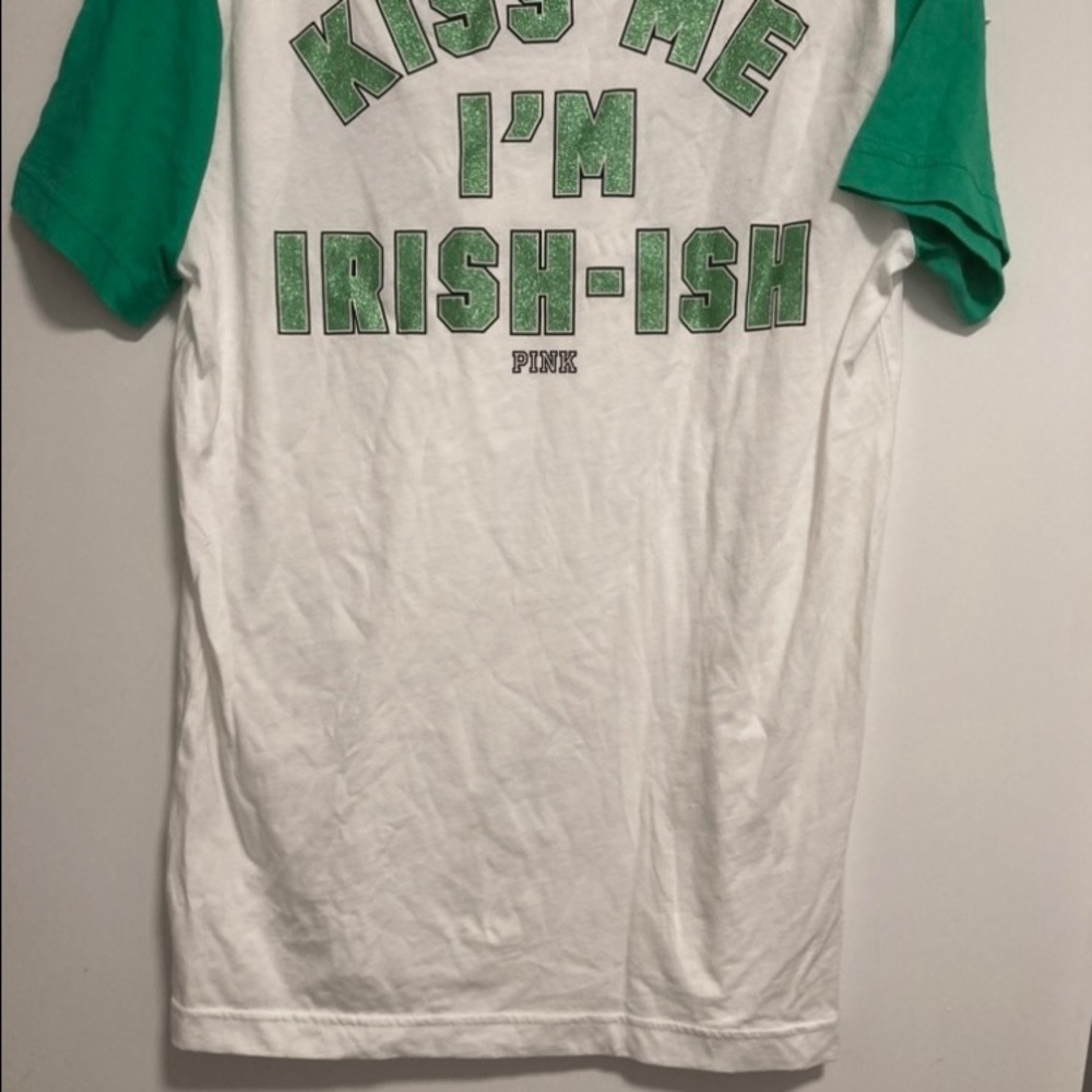 Pink Victoria’s Secret Bling Sequin Shirt Size Extra Small St Patricks Day Logo - Picture 10 of 16